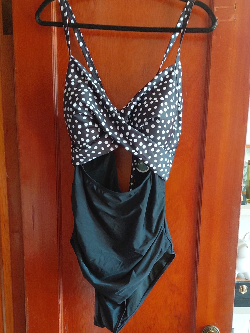 Polka Dot Black & White Womens One-Piece Swimsuit
